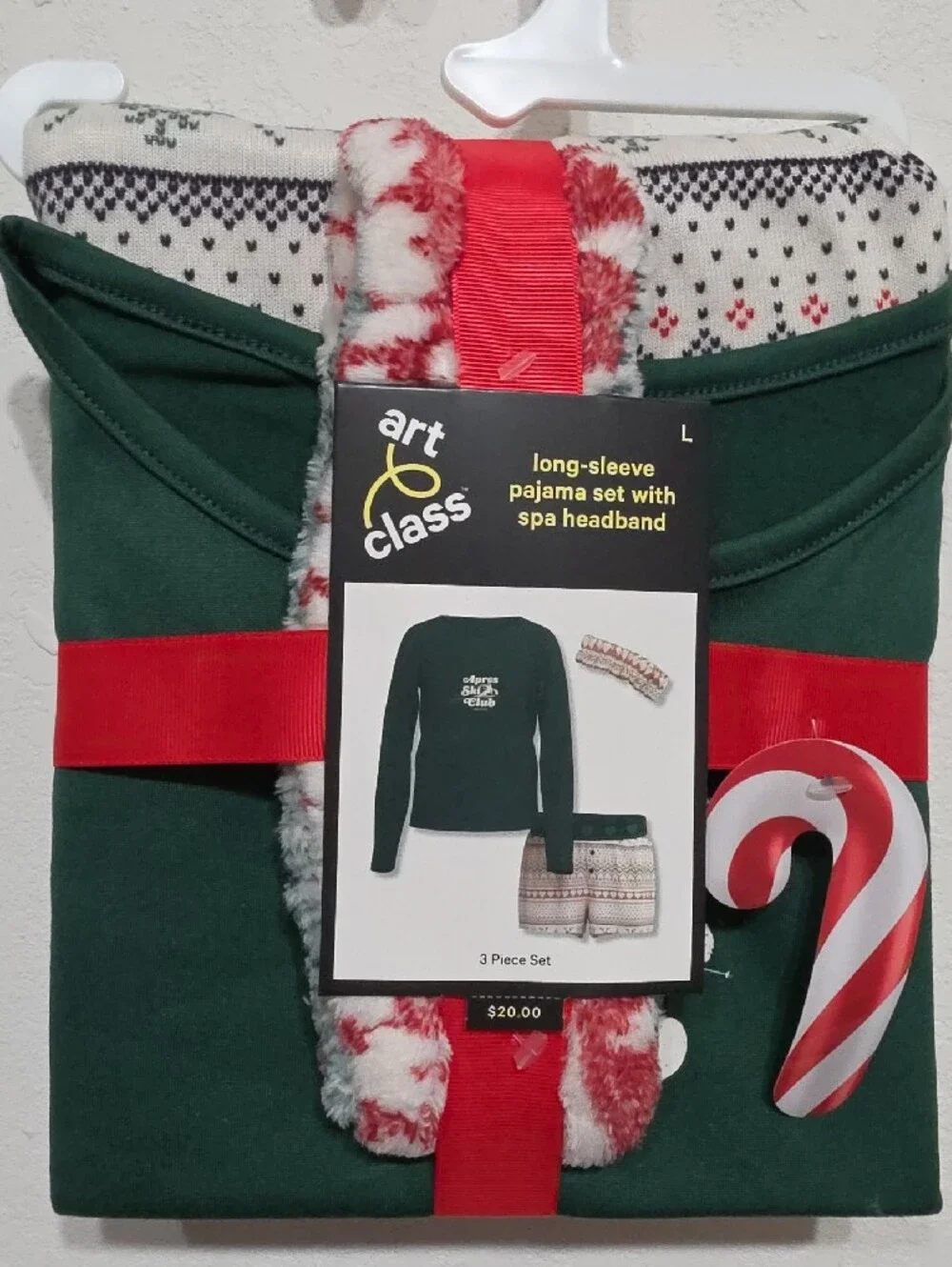 art class Green Long-Sleeve Pajama Set with Red & White Headband